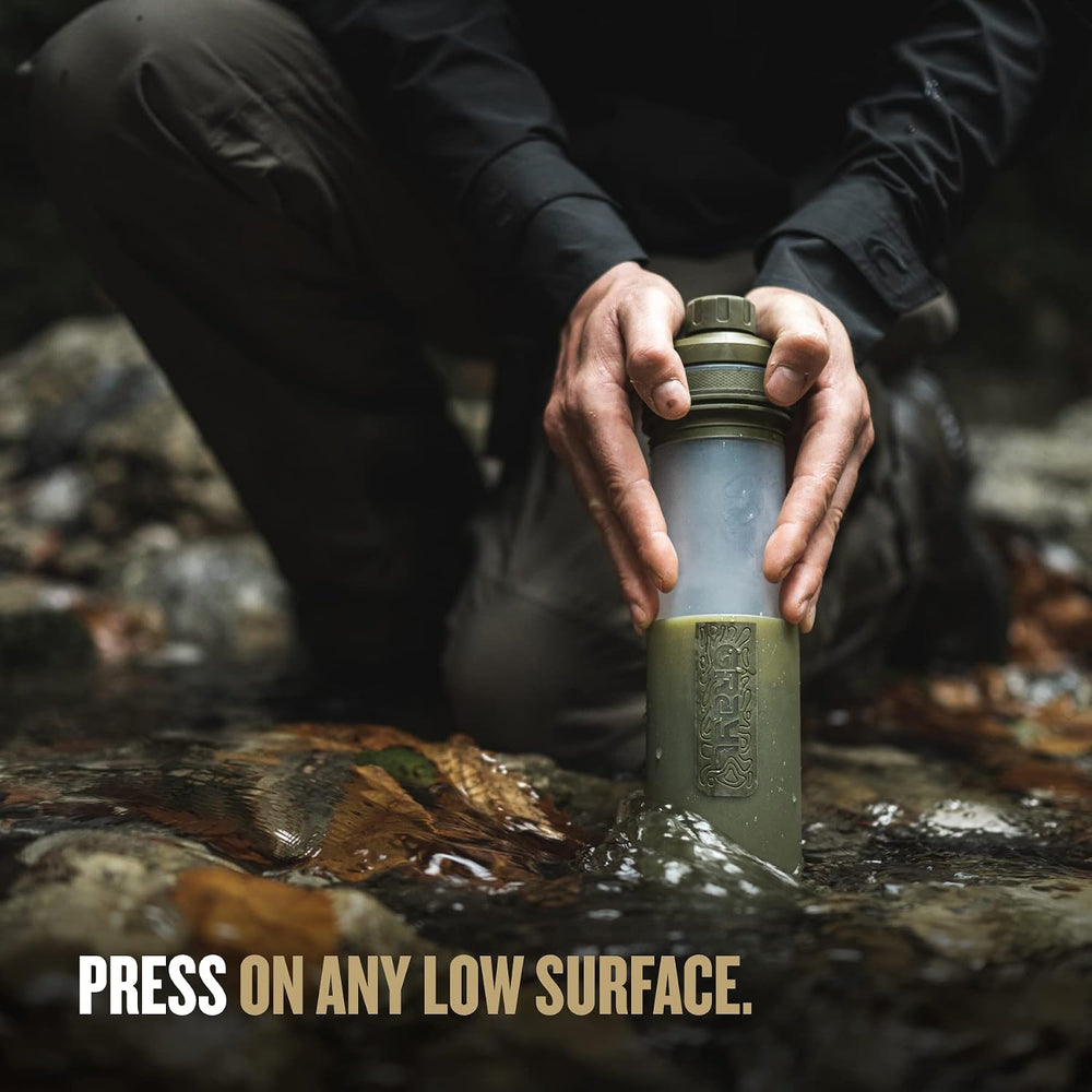 GRAYL UltraPress 16.9 oz Water Purifier & Filter Bottle, Olive Drab