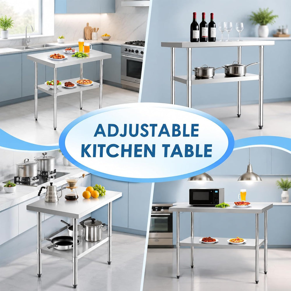 NUUK Stainless Steel Work Table 24" x 36", Commercial Kitchen Food ...