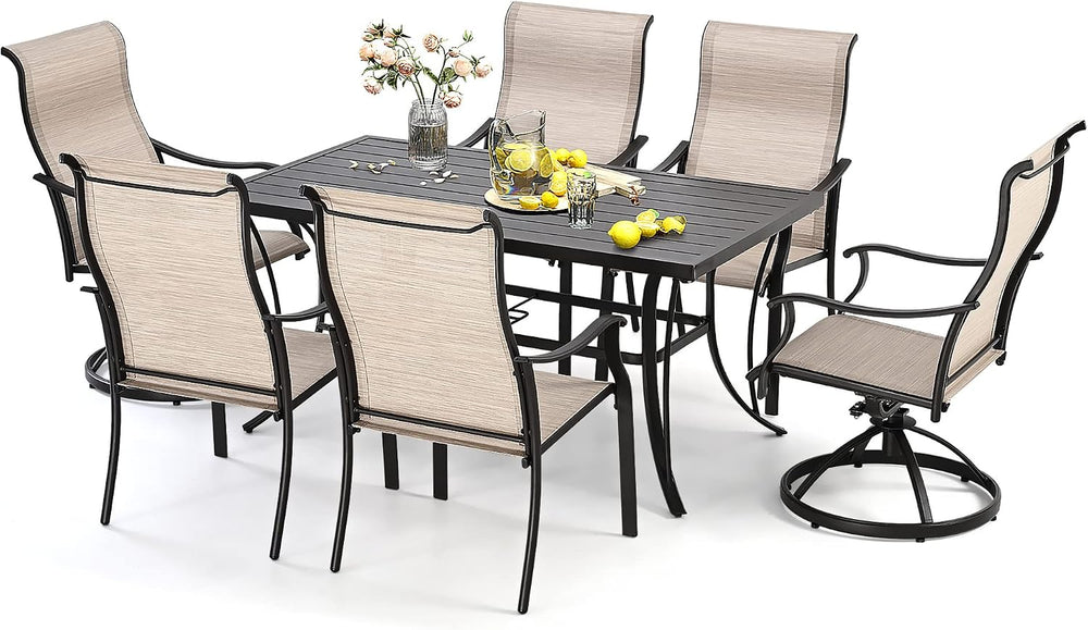 HAPPATIO 7 Piece Patio Dining Set,Outdoor Dining Set,Patio Furniture Sets,2 S...