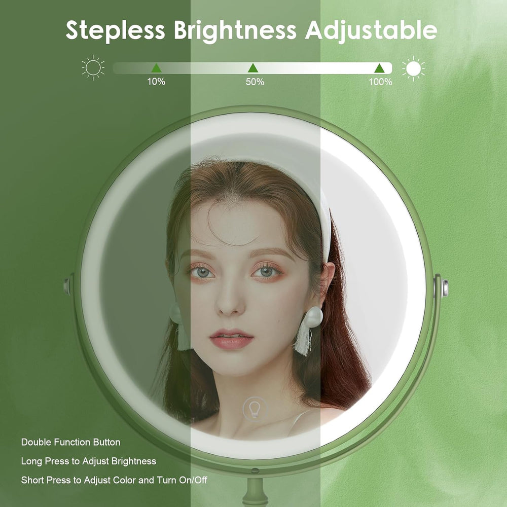 DEIOVWXS Makeup Mirror, Rechargeable Vanity Mirror with 3 Lights, 1X/10X