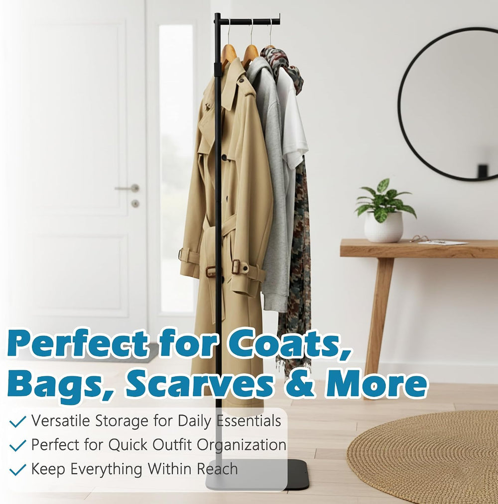 Adjustable Small Clothing Rack, Metal Coat Rack Freestanding Black