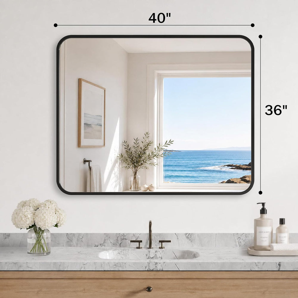 AUYHM 36x40 Inch Bathroom Mirror for Over Sink, Black Framed Wall Mirror