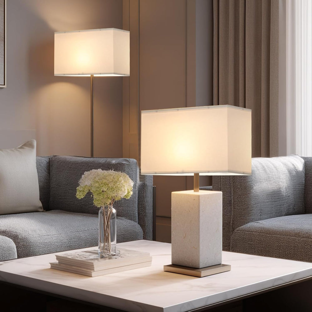 Rectangle Lamp Shades Set of 2, 16"x8"x10", Large White Linen