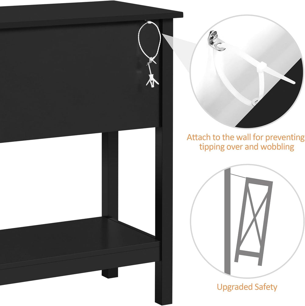 Yaheetech Black Console Table with 4 Drawers and Storage Shelf for Entryway