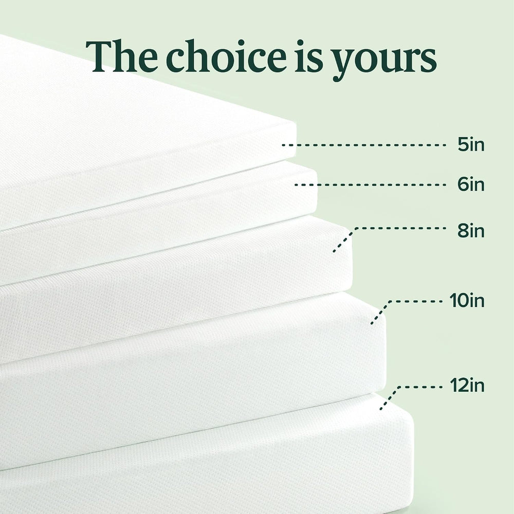 Zinus Memory Foam 12 Inch Green Tea Mattress, King, White