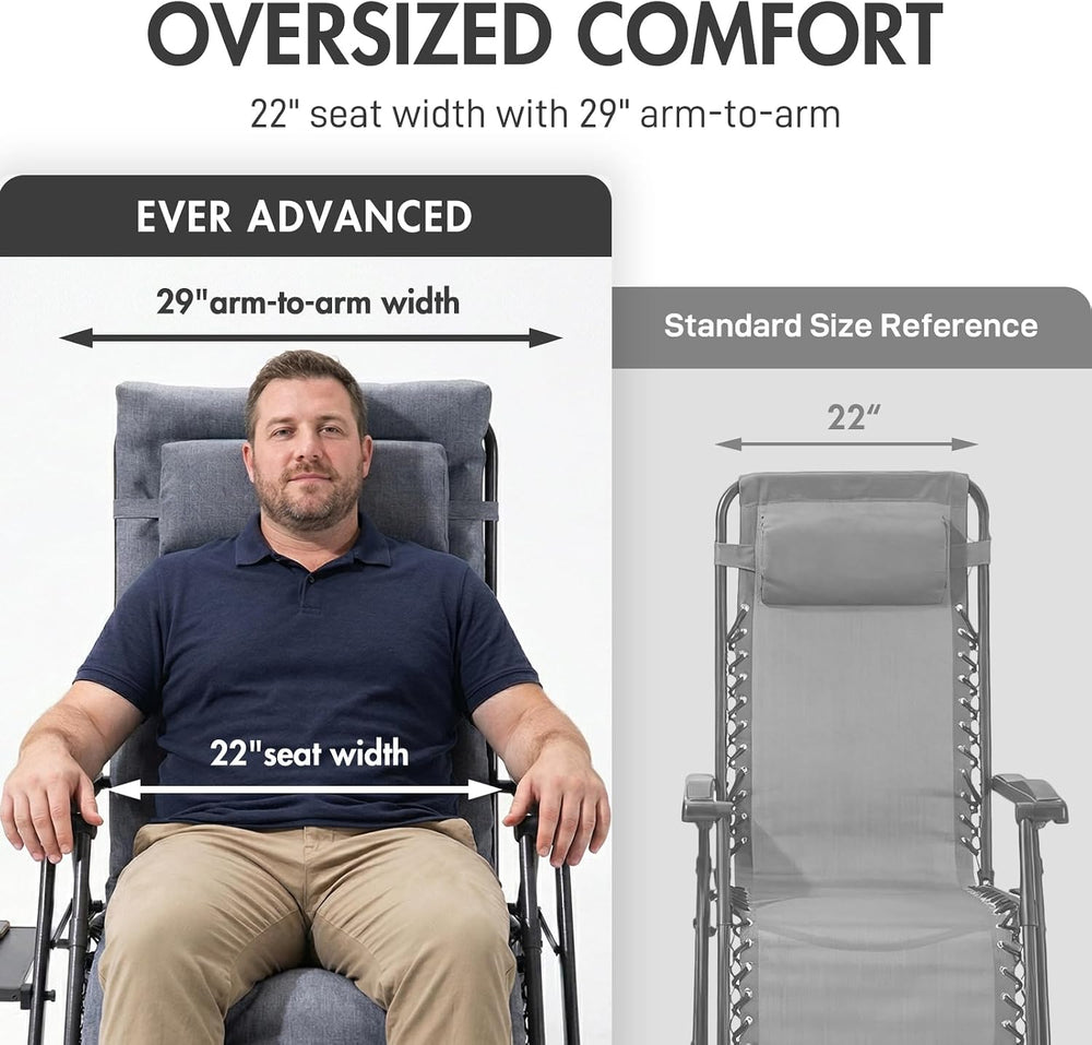 EVER ADVANCED Aluminum Zero Gravity Chair, 2.4" Padded, 350 lb Capacity