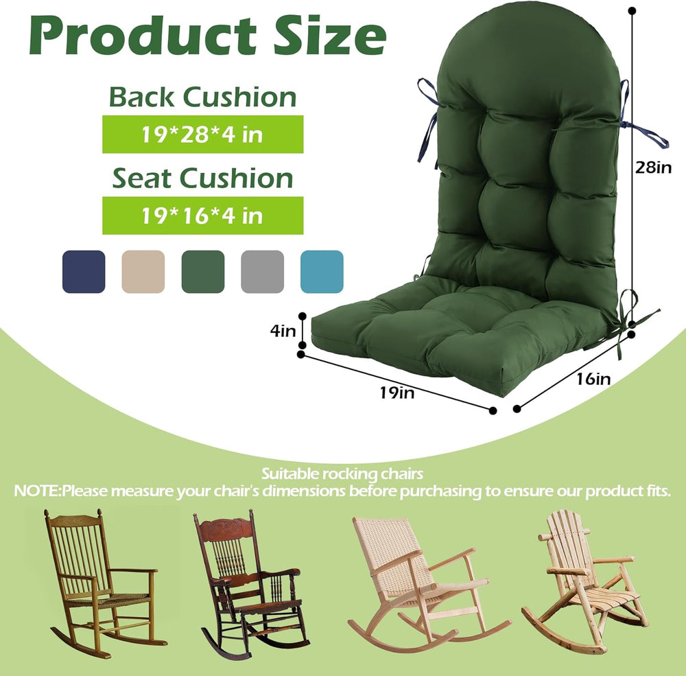 Rocking Chair Cushions, Indoor/Outdoor Adirondack Chair Cushion, Waterproof a...