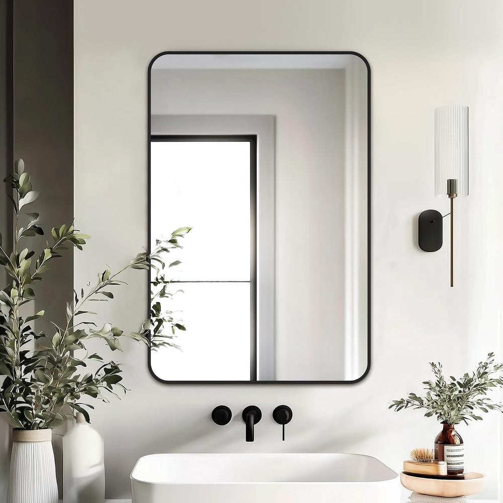 Delma Bathroom Vanity Mirror, Black Framed Mirror for Over Sink, 30x20