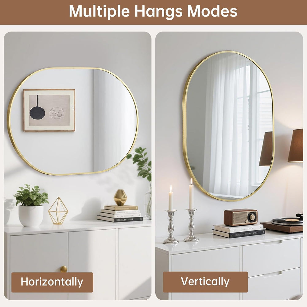 Gold Oval Mirror, 17x30 Inch Oval Bathroom Mirrors for Over Sink