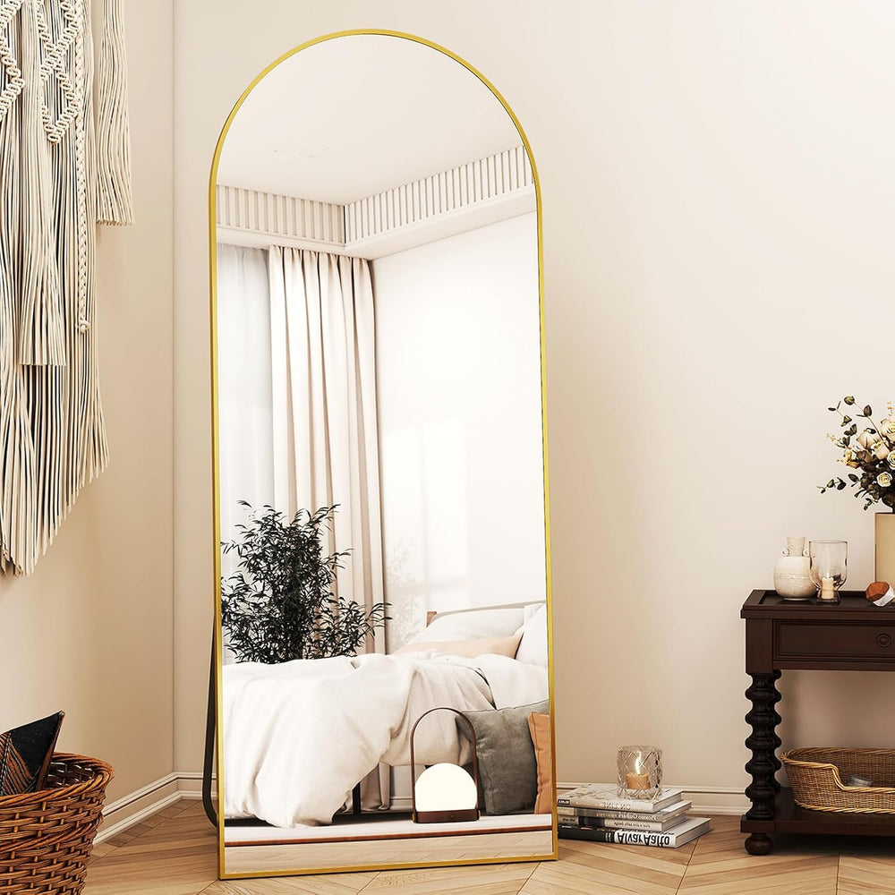 XRAMFY 56" x21 Gold Arched Full Length Mirror Floor Mirrors with Stand