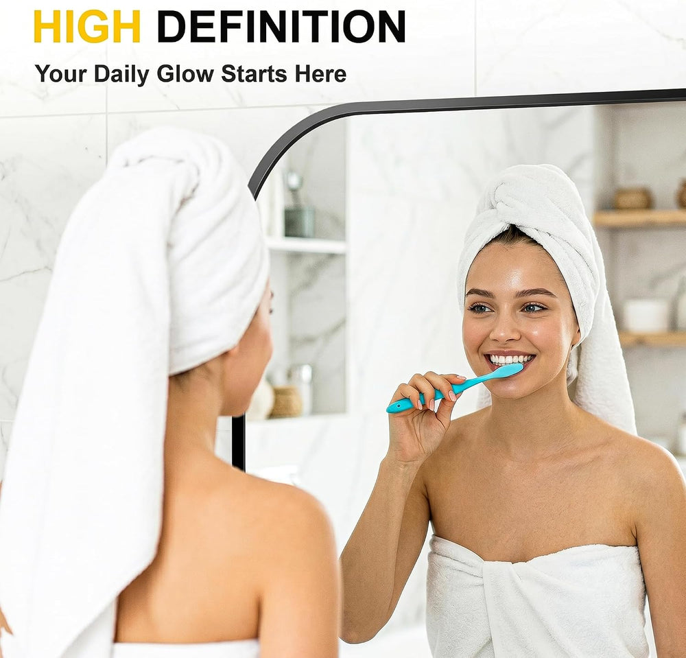 Black Bathroom Vanity Mirror 50x30 Inch, Metal Framed