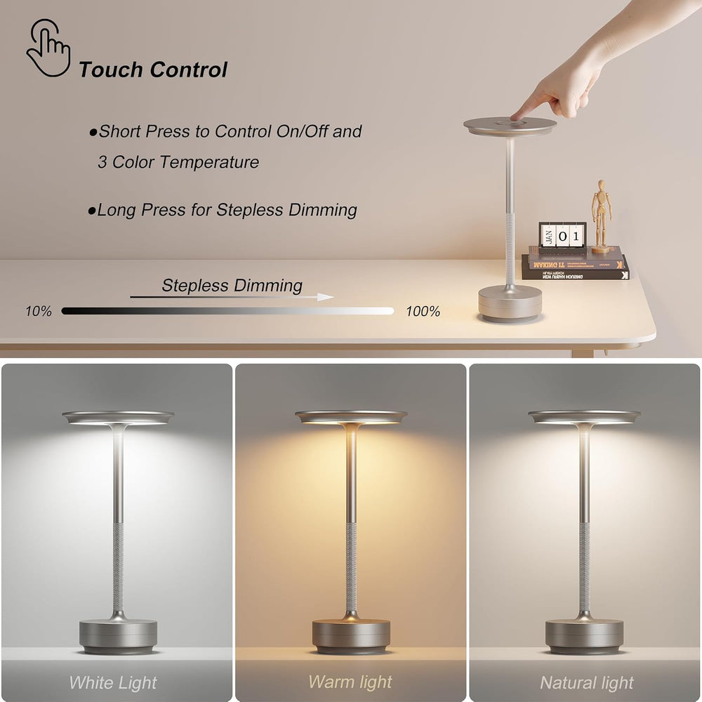 TBBGA 2 Pack Rechargeable Cordless Table Lamp, 5000mAh Battery Table Light