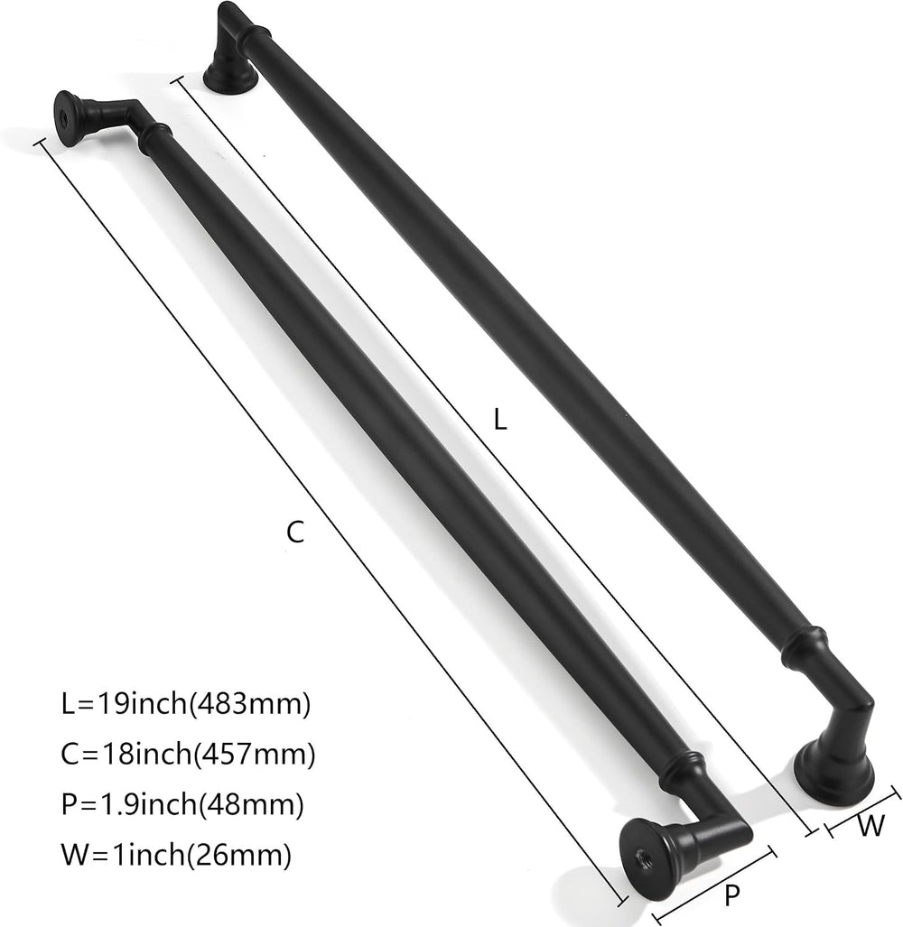 1 Pack 18 Inch Hole Center Appliance Pulls Matte Black Cabinet pulls Solid He...
