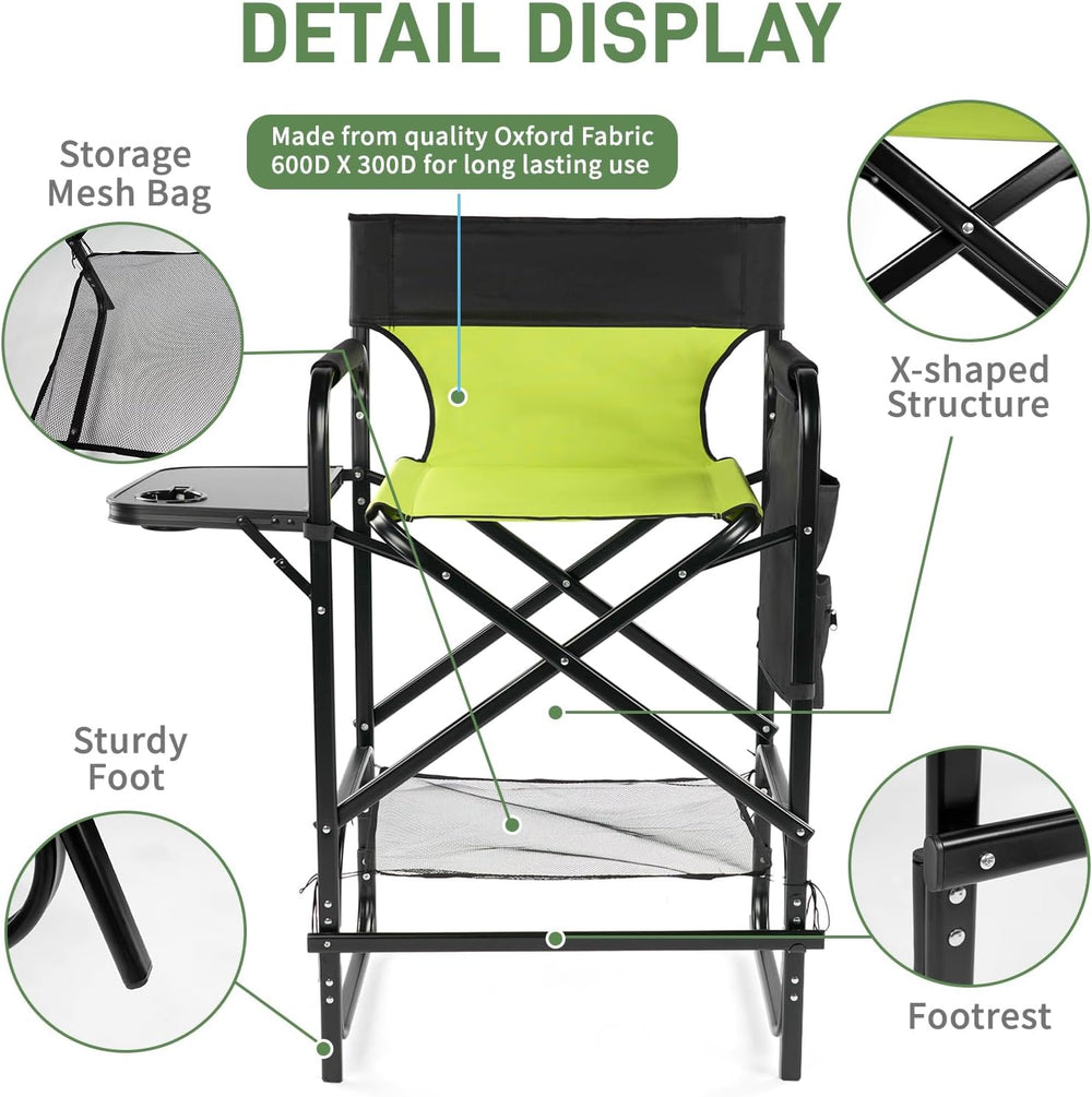 Outvita 4 Piece31 Tall Directors Chair Height Seat Folding with Side Table St...