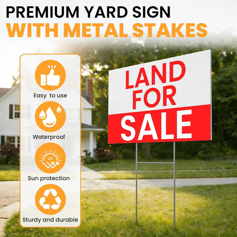 20 Pack Yard Signs,Metal Stakes, 17 x 12 Inches, Corrugated Plastic Board