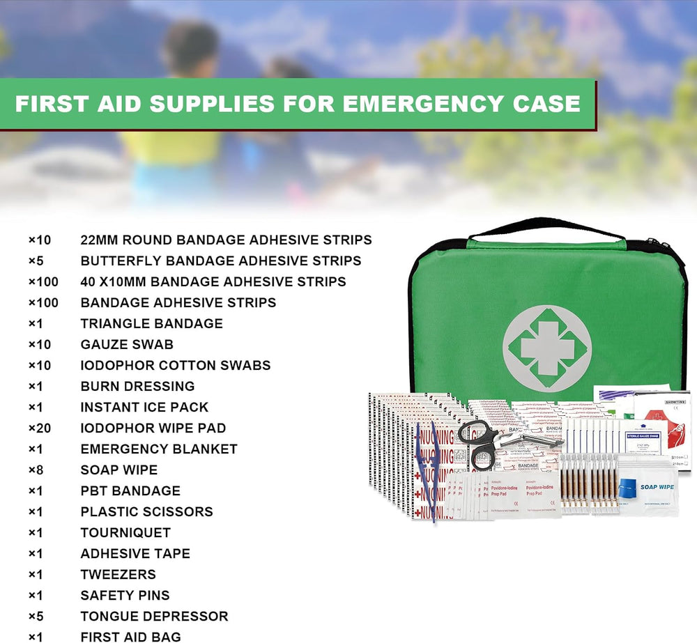 First Aid Kit 300PCS Car Home Camping Essentials Green 1st Aid