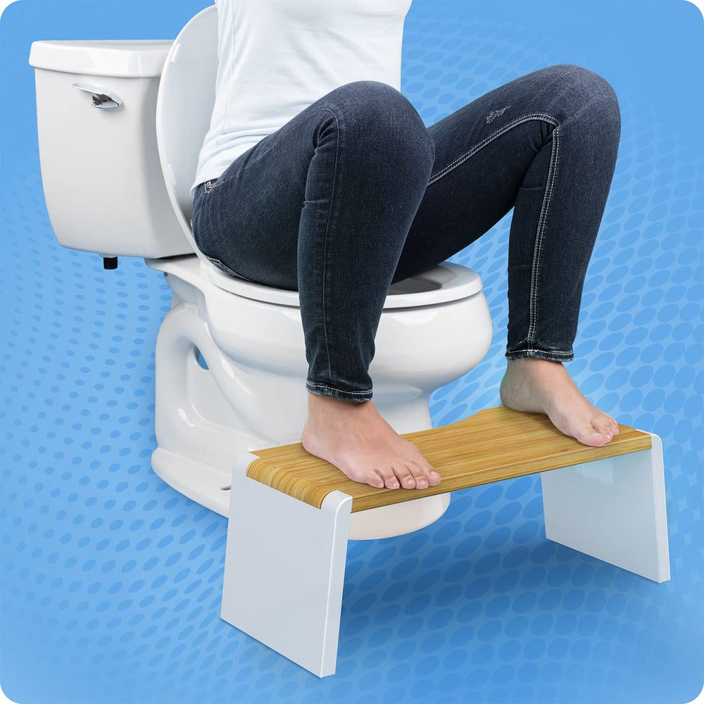 Squatty Potty Stockholm Folding Bamboo Toilet Stool - 7" Brown & White