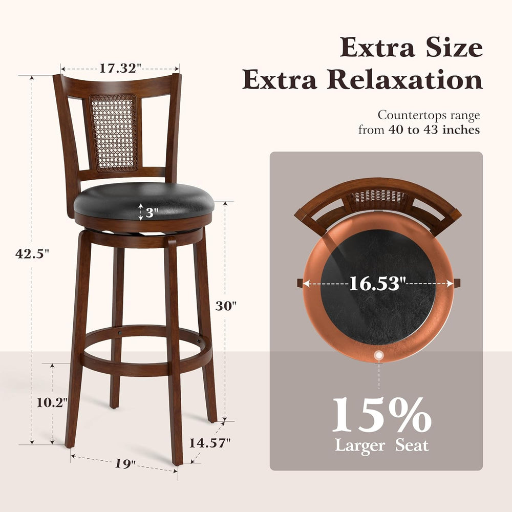 ALPHA HOME Swivel Bar Stools with Backs, 30 Inch Bar Stools Set of 6