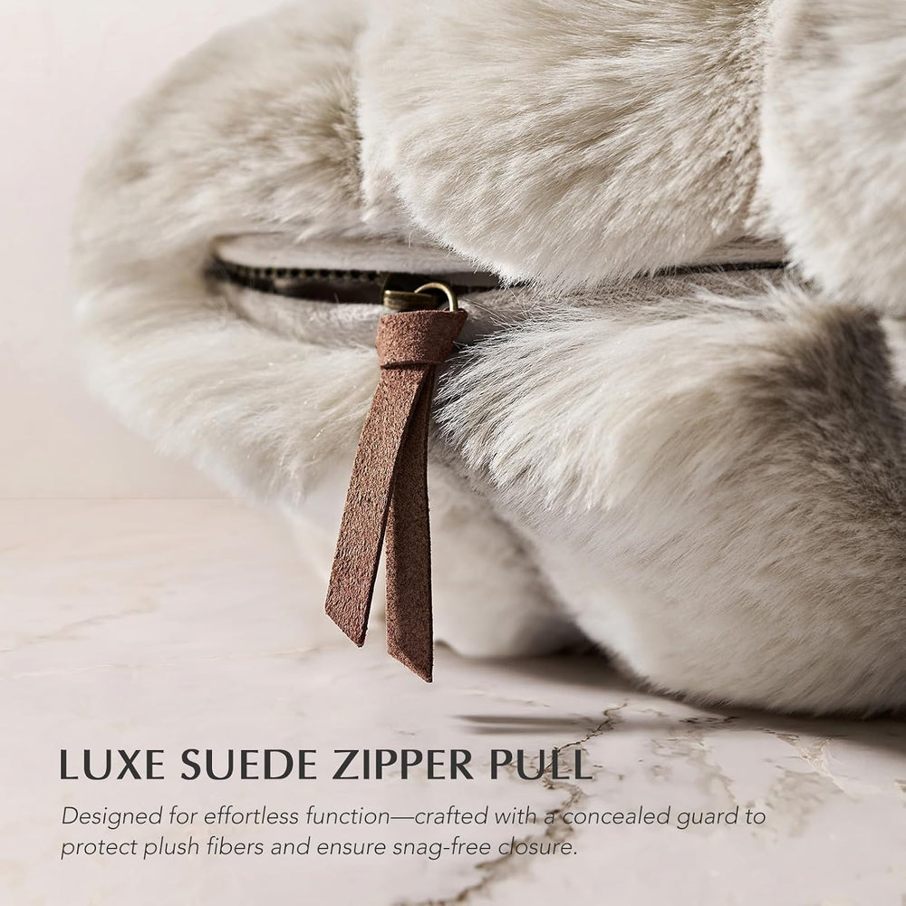 EverGrace Decorative Bubble Faux Fur Throw Pillow Cover, 20x20, Light Gray
