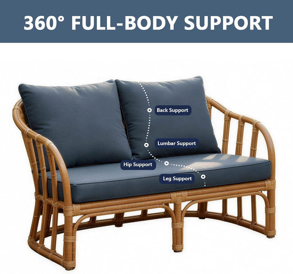 Goodgoods 48x24 Sunbrella Loveseat Cushion Set, 30D Foam, Denim