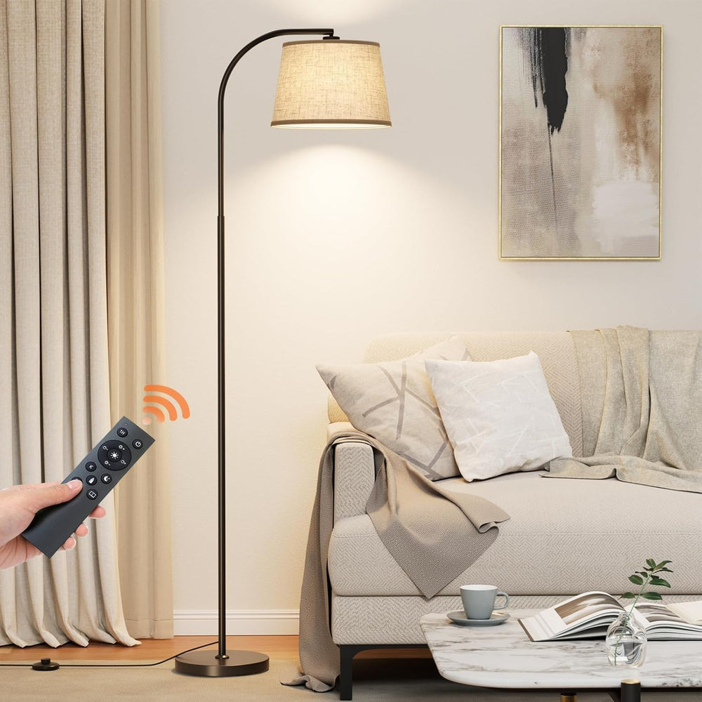 Karjoefar 64" 3 Color Dimmable Black Arc Floor Standing Lamp with Remote