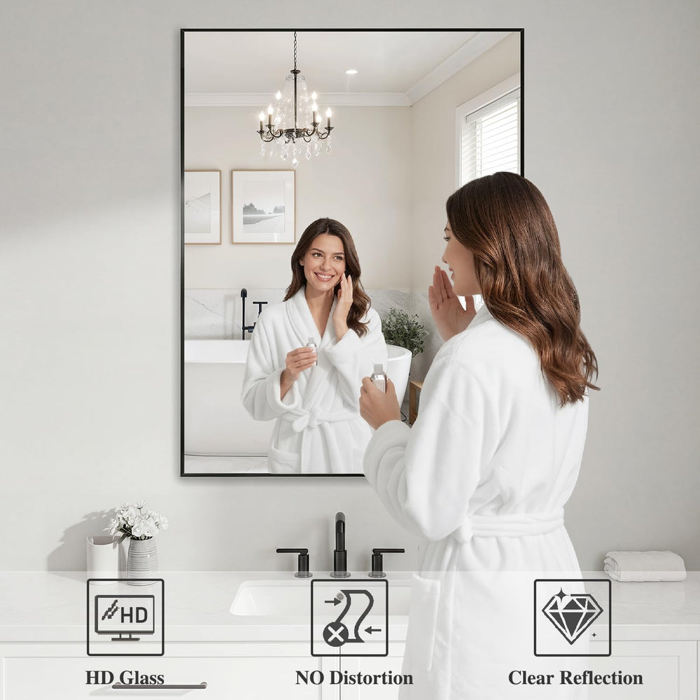 Koonmi Black Mirrors for Wall, 30x40 Inch Bathroom Mirror, Rectangular Wall M...
