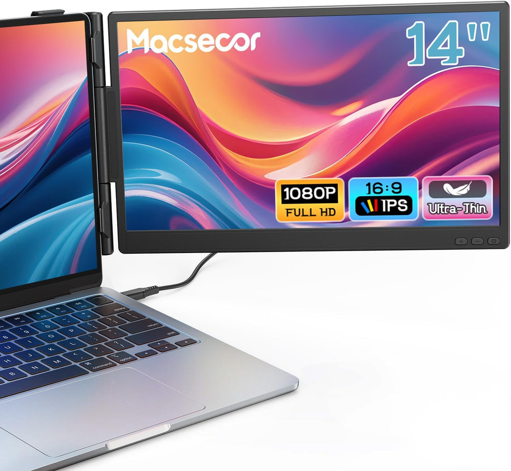 Macsecor Laptop Screen Extender, 14'' FHD 1080P Ultra-Slim Dual Porta...