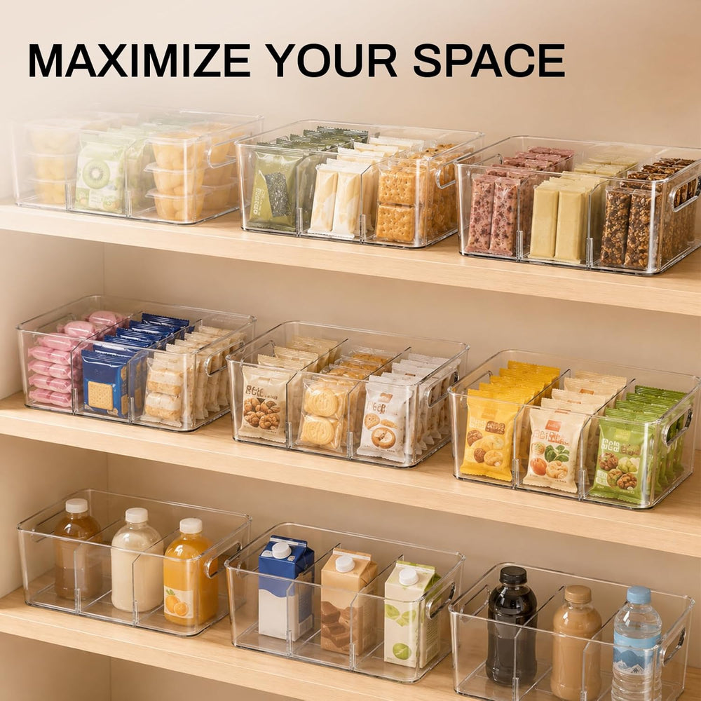 Mpotmiy 6-Pack Pantry Organizers and Storage, Clear Fridge Organizer Bins