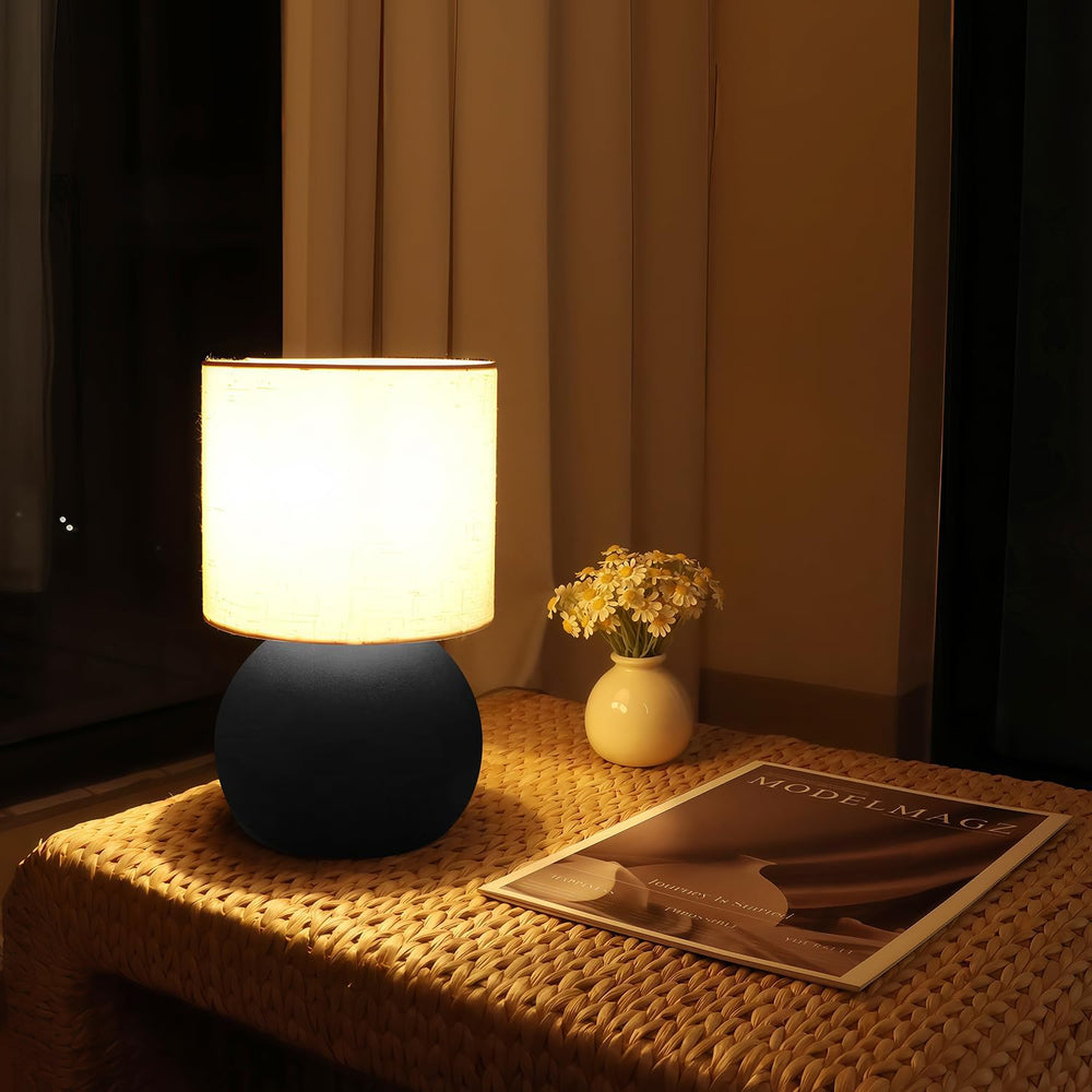Modern Small Table Lamp Set of 2, Minimalist Metal Nightstand Bedside Lamps w...