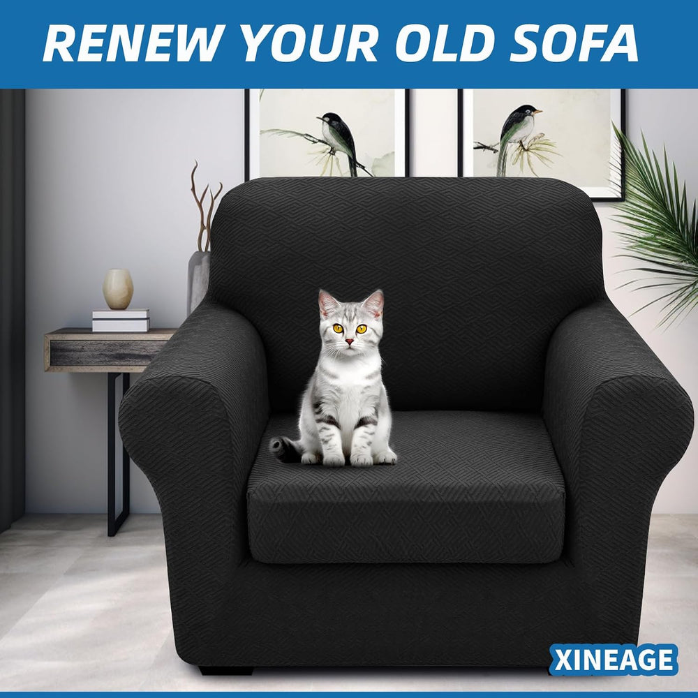 XINEAGE 2-Piece Stretch Armchair Sofa Cover, Washable Couch Covers for Dog