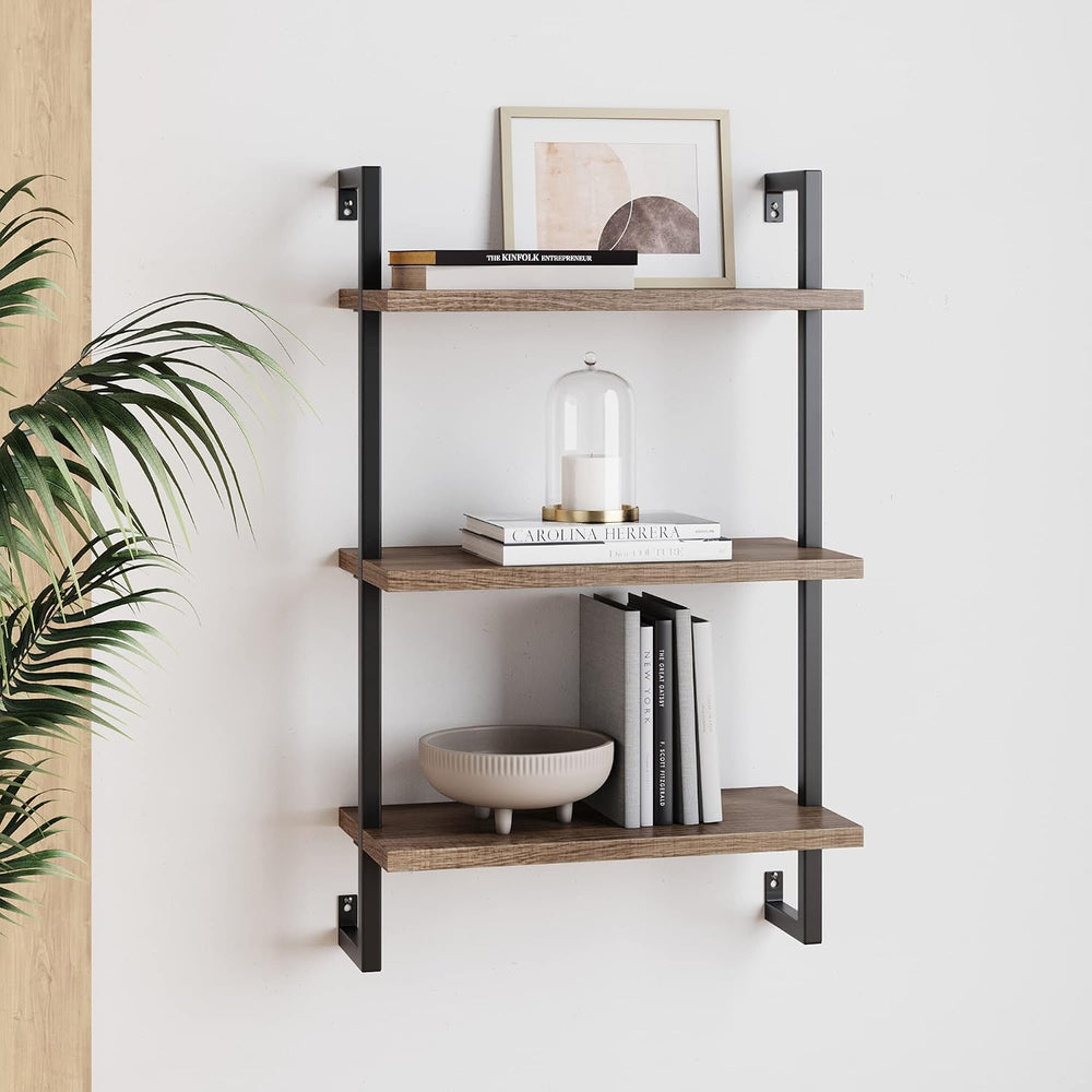 Nathan James Theo 3-Shelf Small Bookcase, Floating Wall Mount Bookshelf with ...