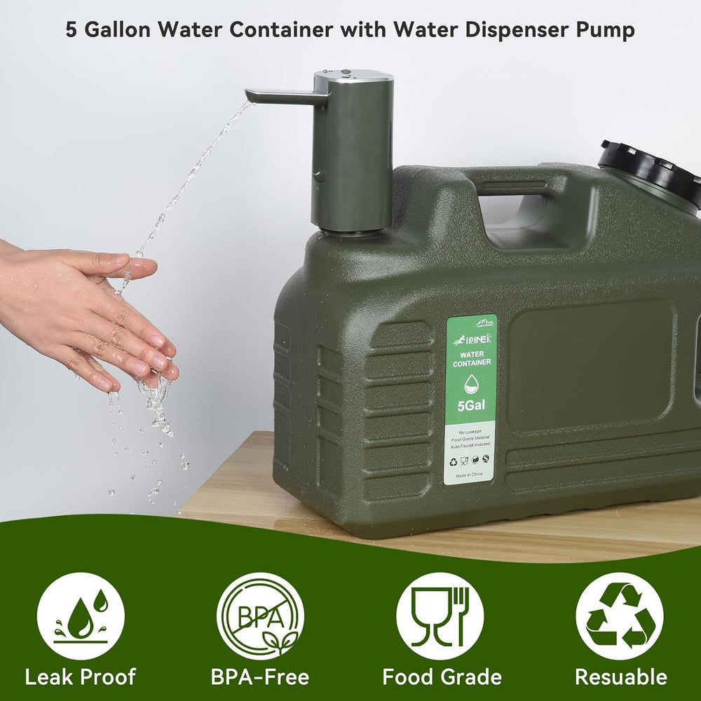 5 Gallon Water Jug, Bpa Free Portable Large Water Jug, Emergency Water Storag...