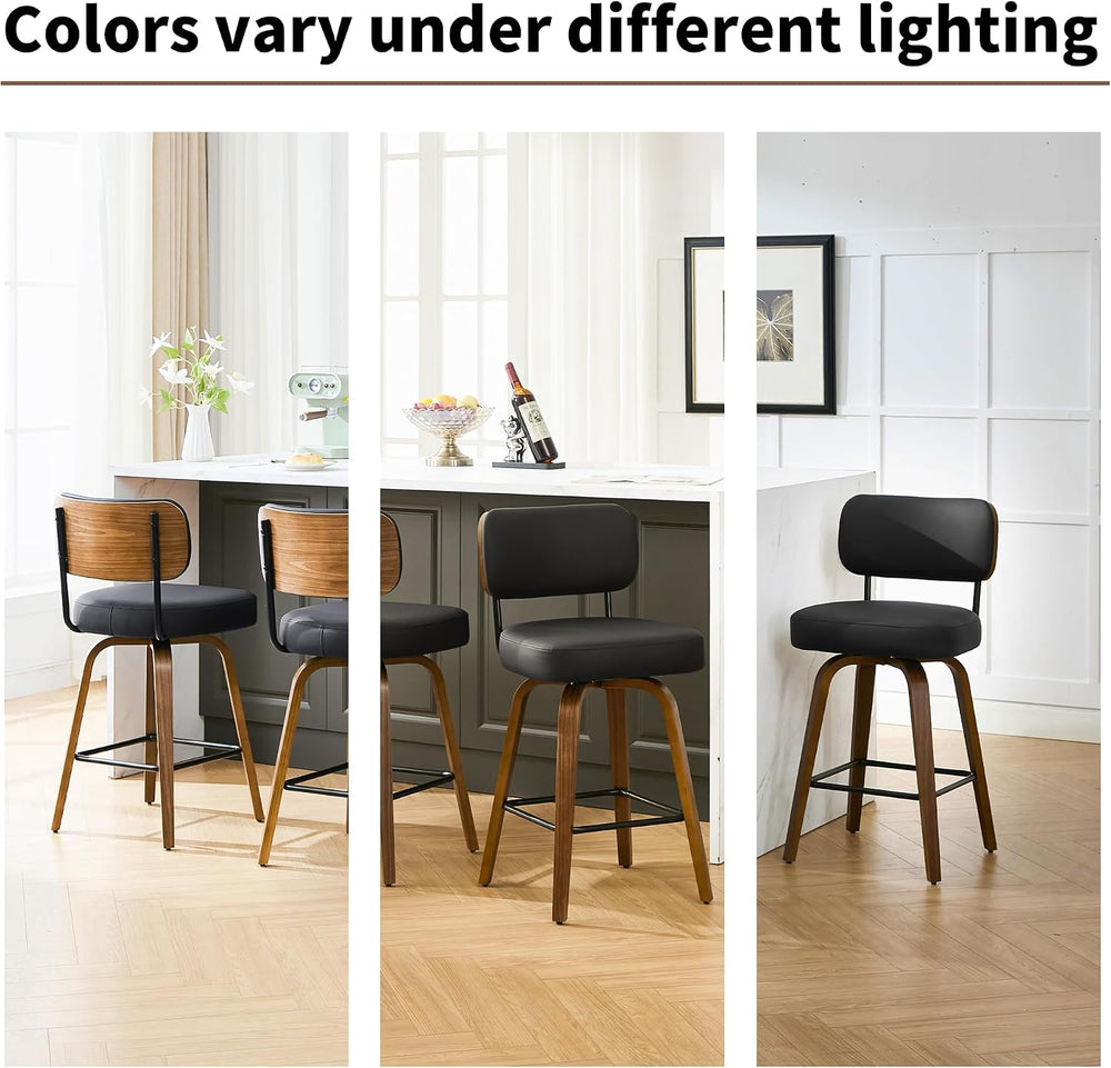 Solstrand 26" Swivel Counter Height Bar Stools Set of 3, Black