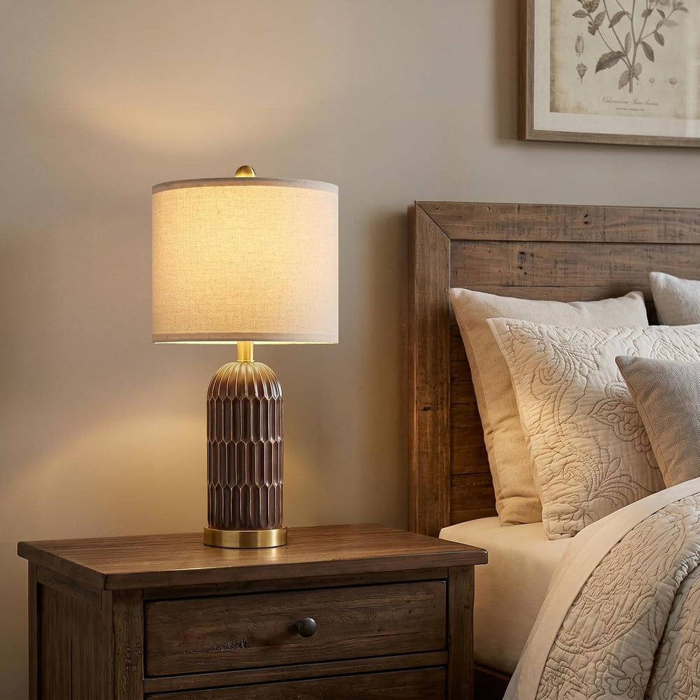 OYEARS 22.5" Bedside Table Lamps Set of 2, Farmhouse Table Lamp with USB...