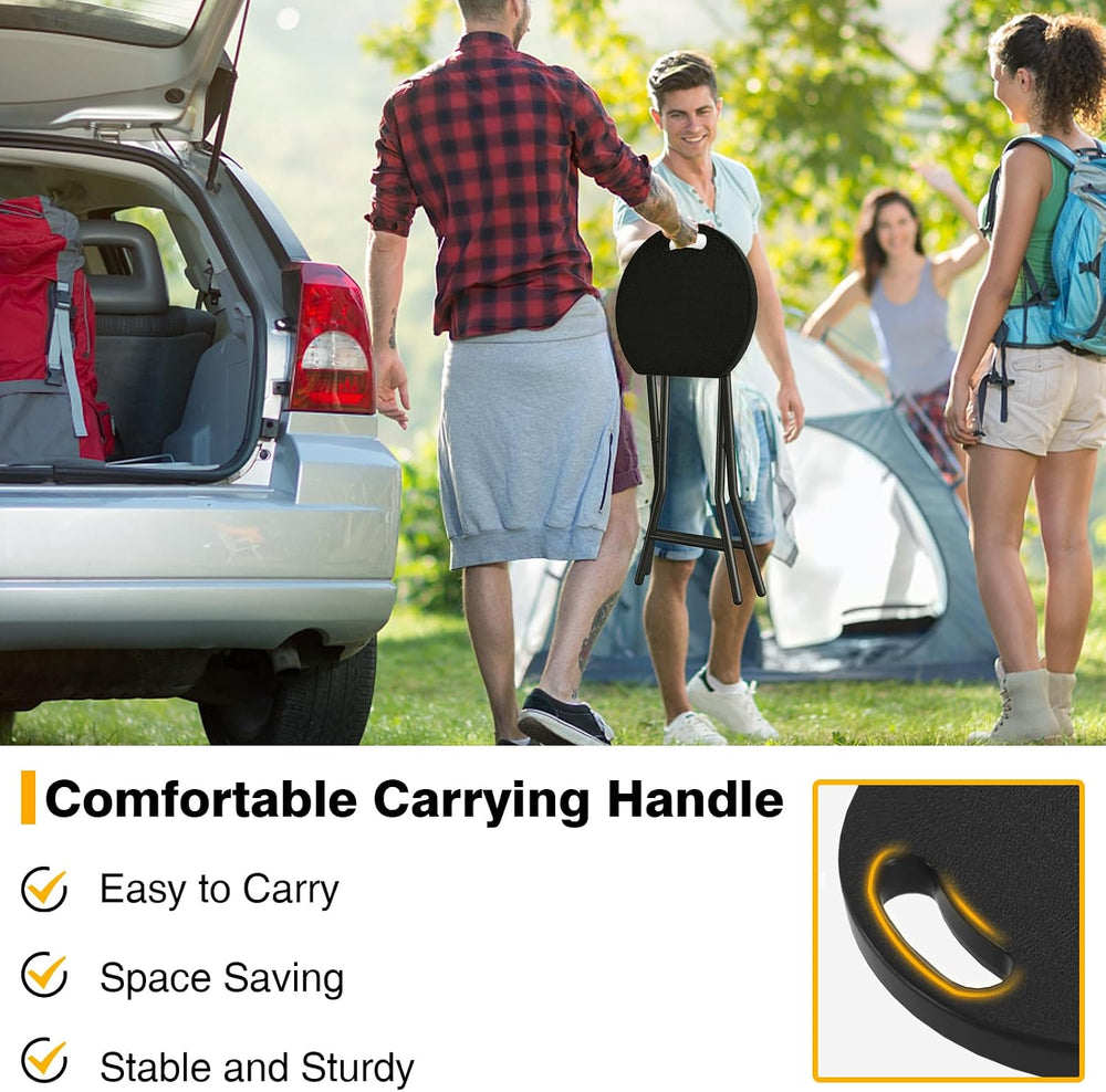 Portable Folding Chair with Handle, Heavy Duty Round Fold Stool Chair