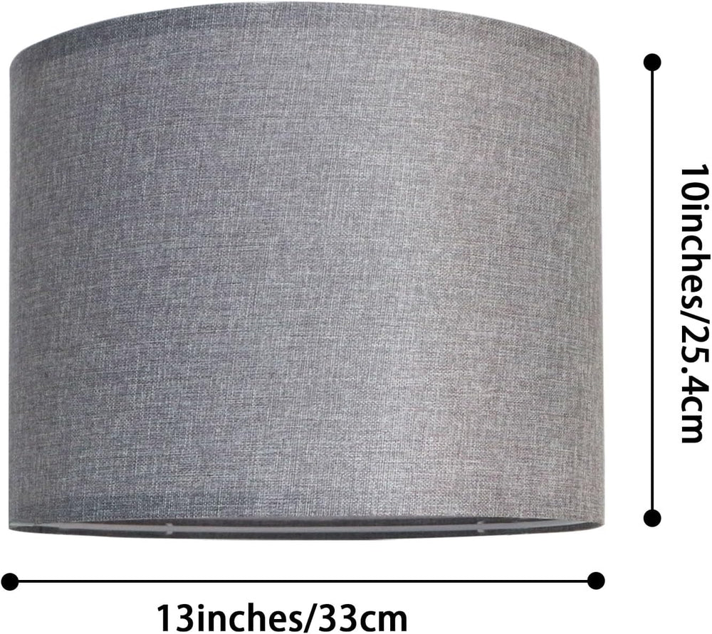 Lamp Shades Set of 2, 13"D x 10"H, Gray Drum Lamp Shade