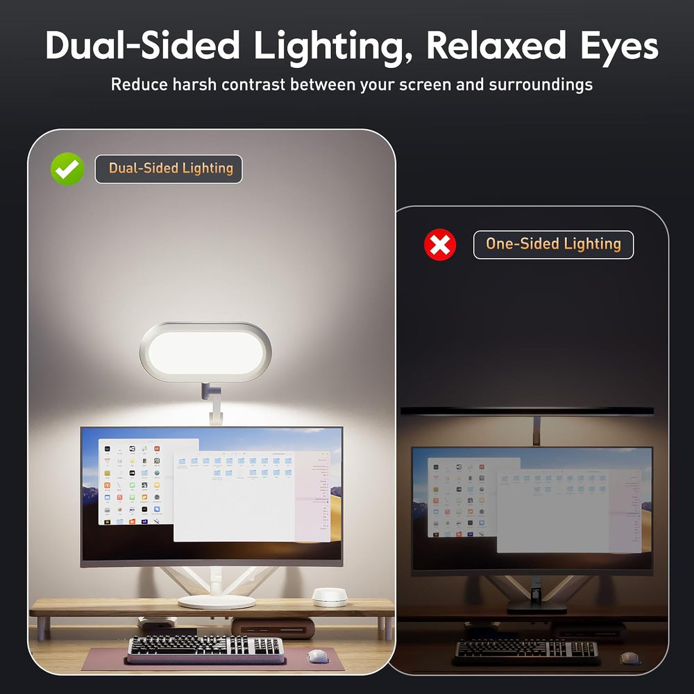 LitONES Premium LED Desk Lamp, Dual-Sided Soft Lighting with Knob Remote
