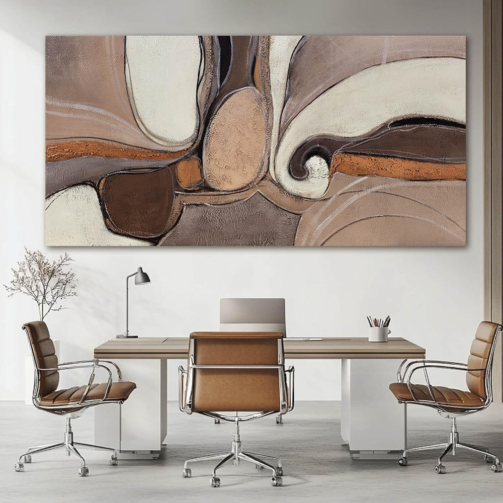 YETHEN WAL Large Neutral Abstract Wall Art Organic Swirl Home Decor Aesthetic...