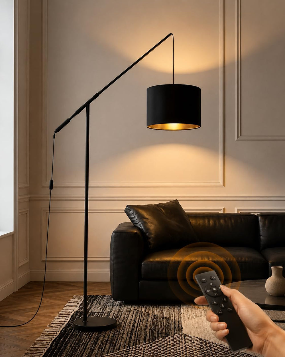 Arc Floor Lamp with Remote Control, LED Reading Light for Living Room