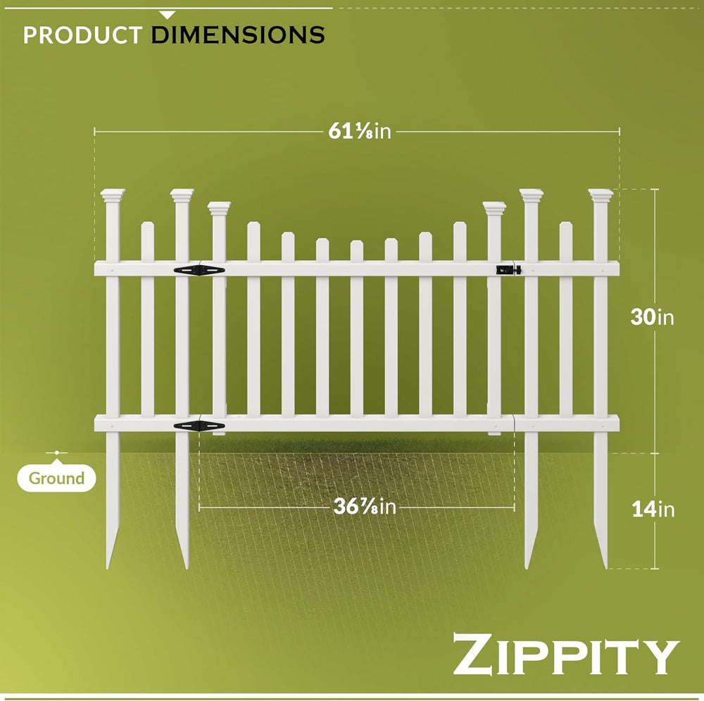 Zippity Madison Picket Gate, White Vinyl DIY No Dig Kit
