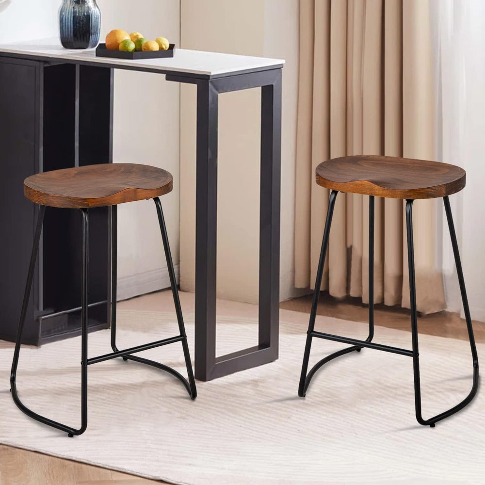 HeuGah 26" Wood Counter Height Bar Stools Set of 2 for Kitchen Island