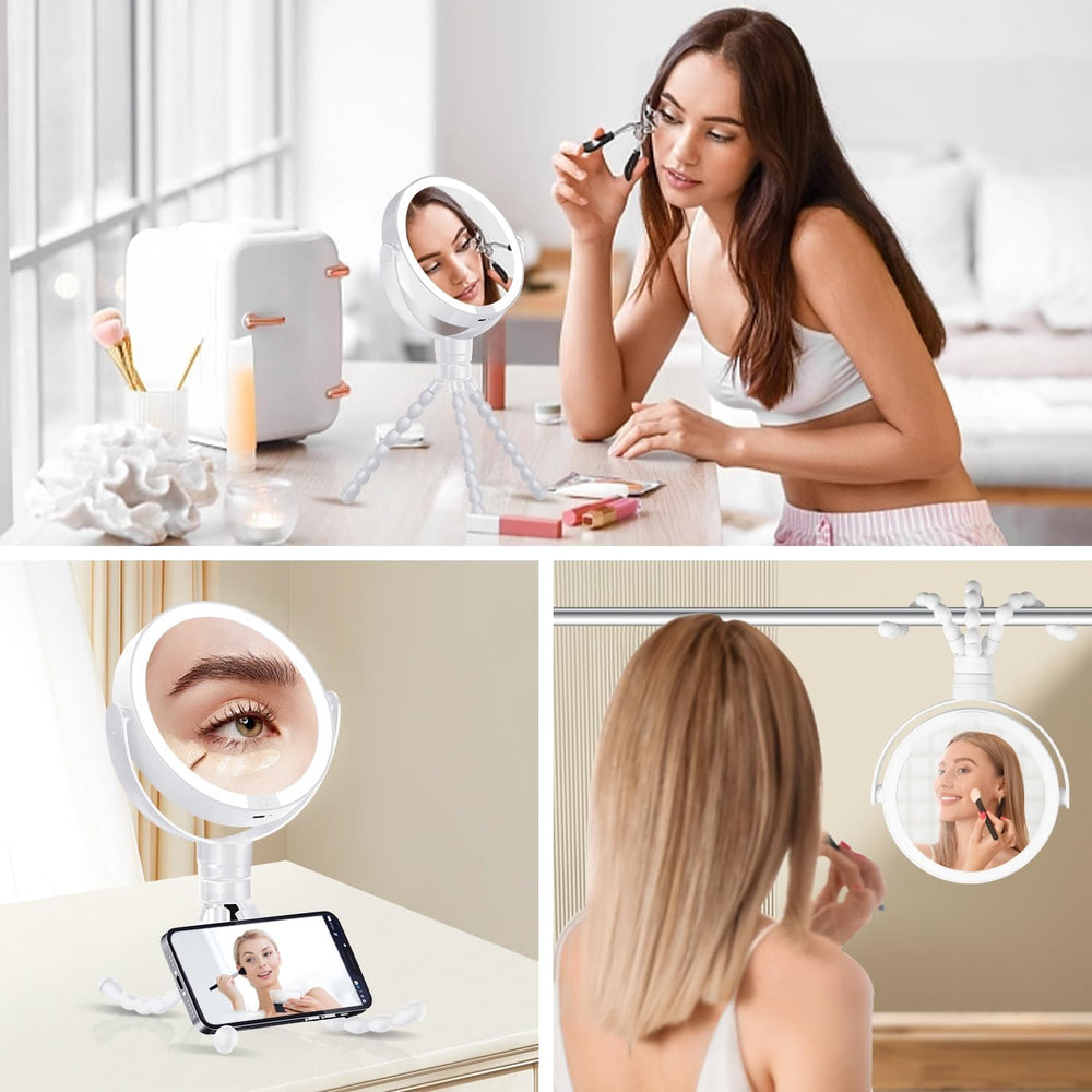 KOOKIN 1X/10X Magnifying Mirror with Light, Travel Makeup Mirror, White