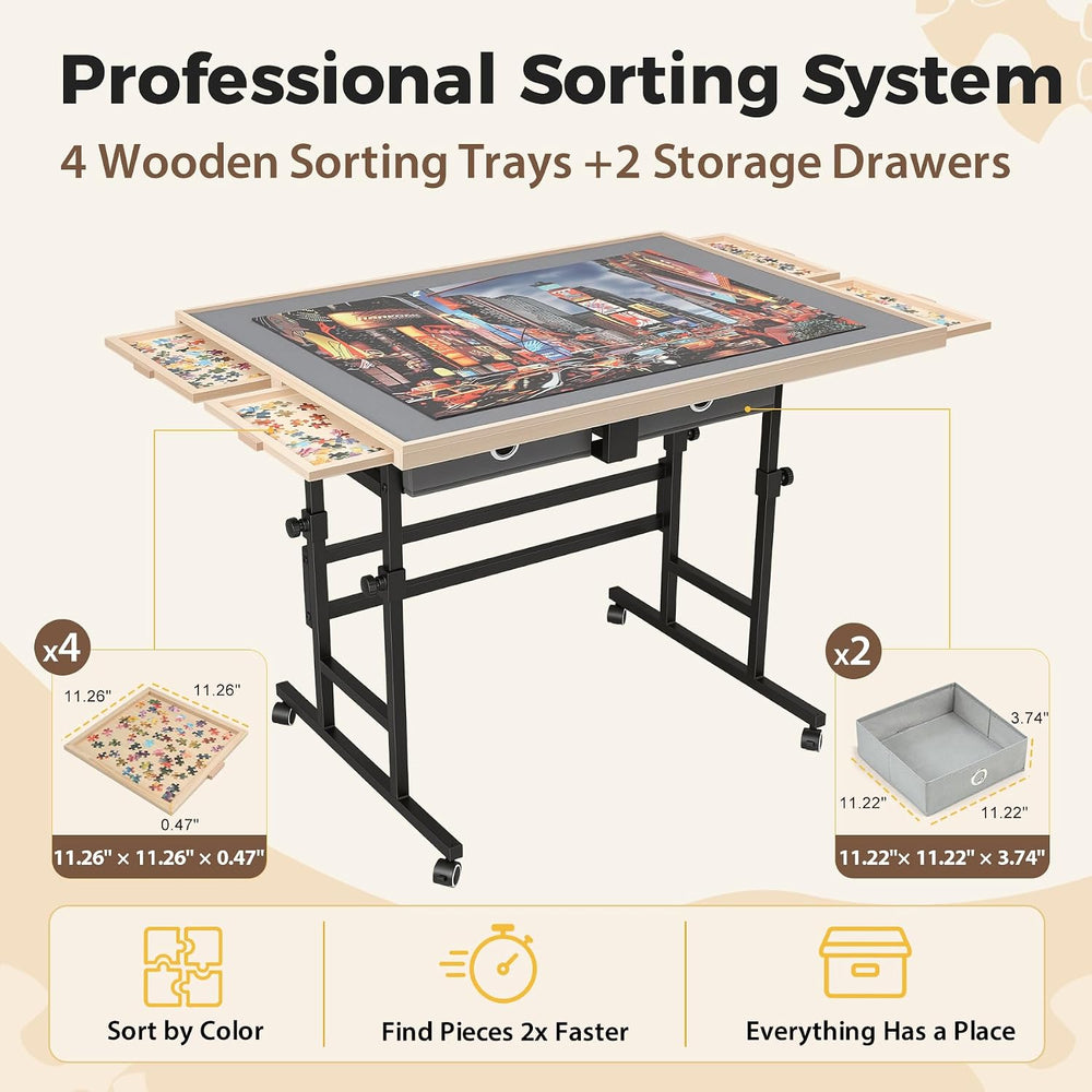 BuilderButler Puzzle Table 1500 Pieces with Wheels, Drawers & Cover, 33.5...