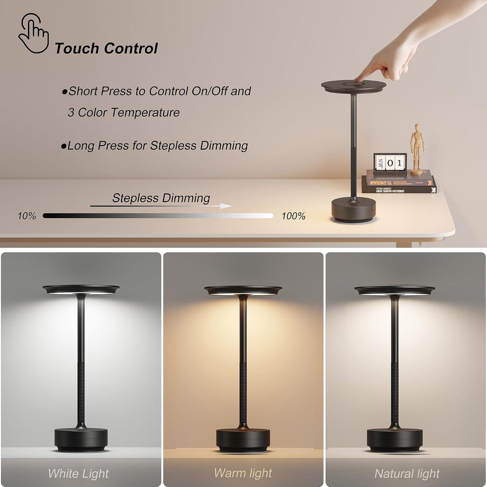 TBBGA 1 Pack Rechargeable Table Lamps Cordless, 5000mAh Outdoor Table Light