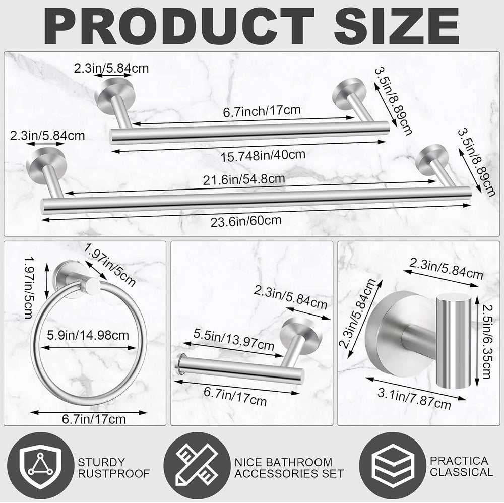 Gisafai 15 Pcs Silver Bathroom Accessories Hardware Set Towel Racks