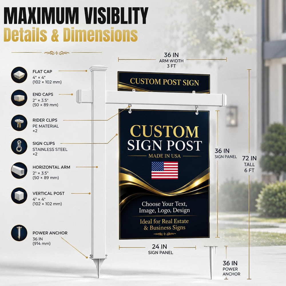 Yard Sign Post BY BCB, Real Estate Sign Post Printed in USA