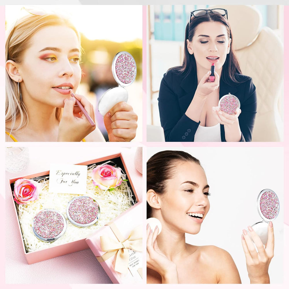 Maitys 16 Pcs Pink Compact Mirror Bulk for Purse Cosmetic Folding 2.75 Inch