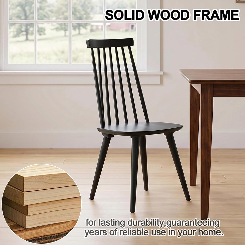 DUHOME Black Windsor Wooden Dining Chairs Set of 6