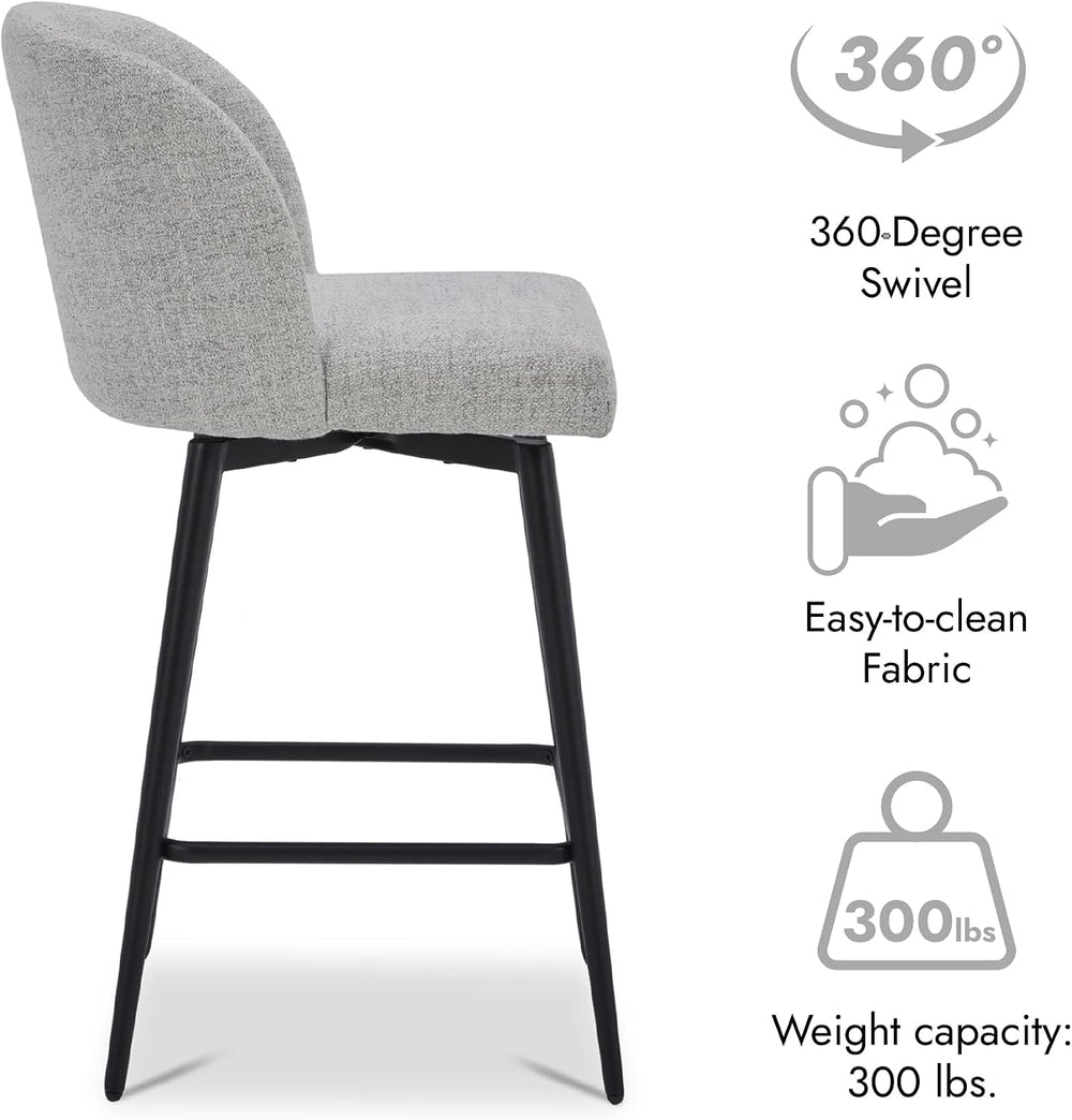 Watson & Whitely Counter Height Bar Stools Set of 3, Fabric in White