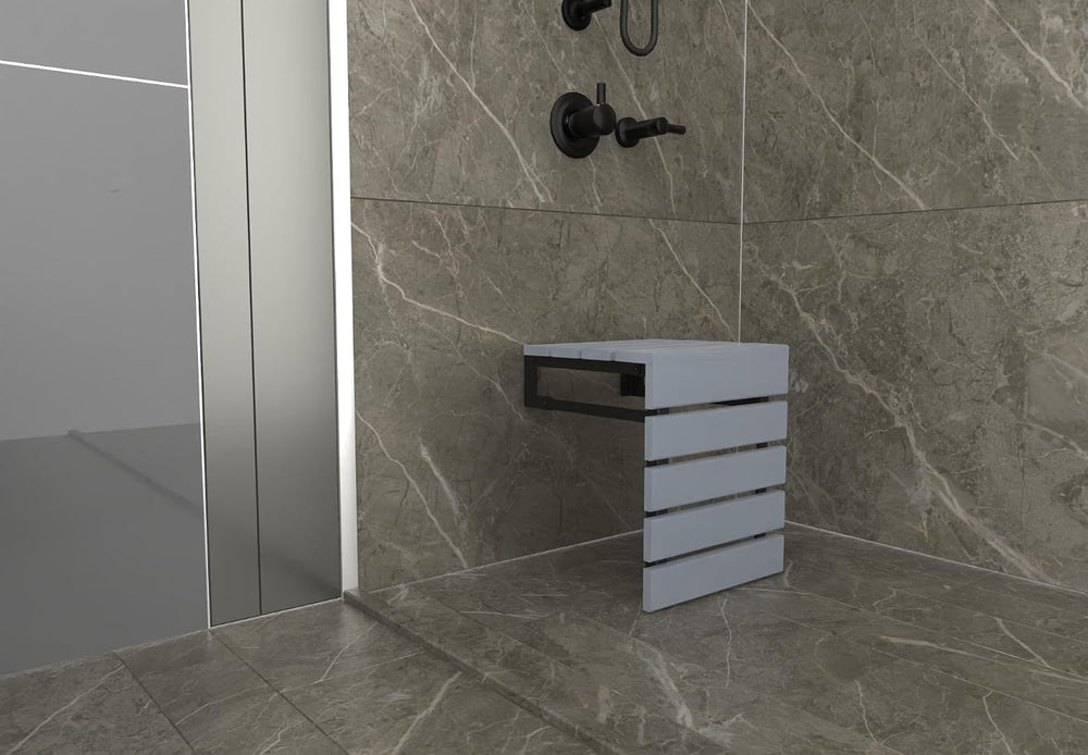 Folding Wall Mounted Teak Wood Handmade Shower Seat, Inside Shower Bathroom S...